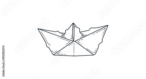 A simple line drawing of a paper boat.