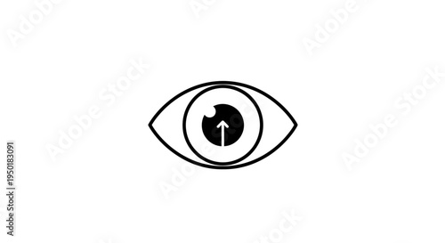 A stylized eye with a silhouette.