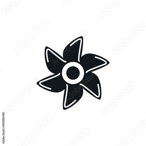 Fan blade vector propeller icon. Ship blade fan turbine airplane logo rotor cooler icon