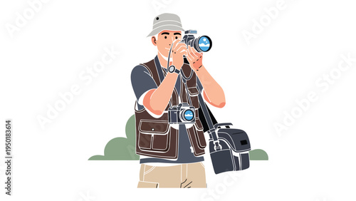 Photographer Capturing the Moment: A skilled individual, equipped with a professional camera, immerses themself in the art of photography, embodying precision and a passion for visual storytelling. 