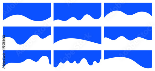 Border header shape banner design. Abstract divider blue background wave template frame