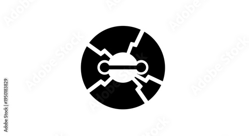 Black and white broken bug icon.