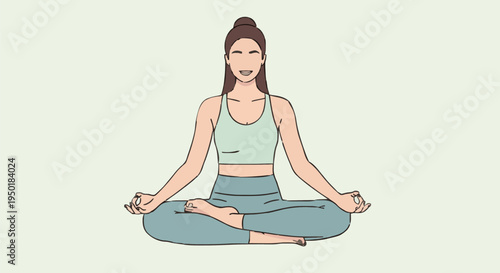 Serene Woman Meditating in Lotus Yoga Pose, Embodying Mindfulness and Inner Peace