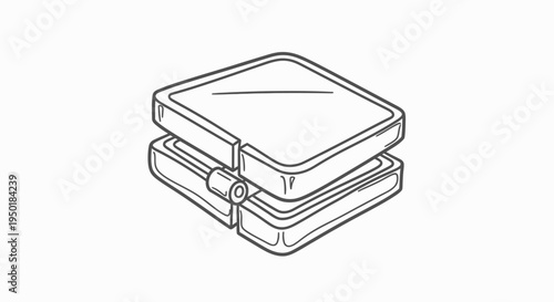A line drawing of a square sandwich box.