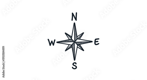 a black and white compass rose.