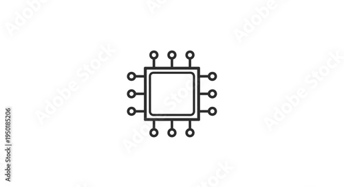 Simple line art microchip illustration.