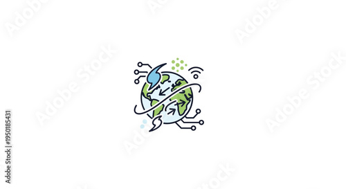 a cartoon earth with a blue cap runs fast.