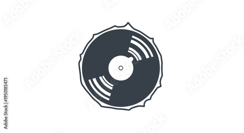A stylized illustration of a vinyl record.