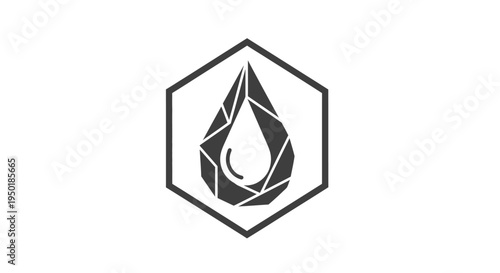 Geometric water droplet logo design.