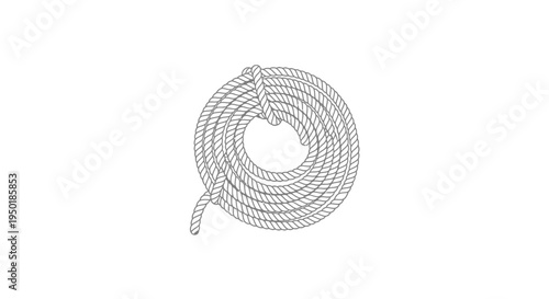 Coiled rope on a white background.
