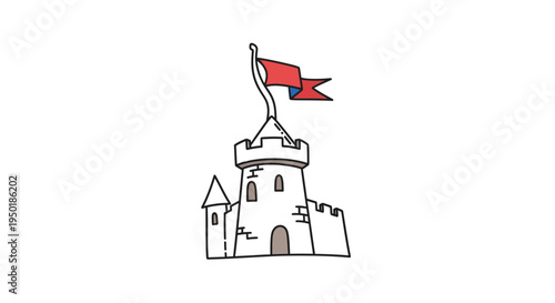 A simple line drawing of a castle.