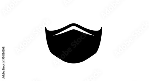 Black face mask icon for health protection.