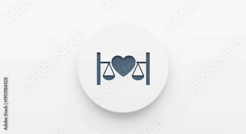 Logo with heart and balance scales.