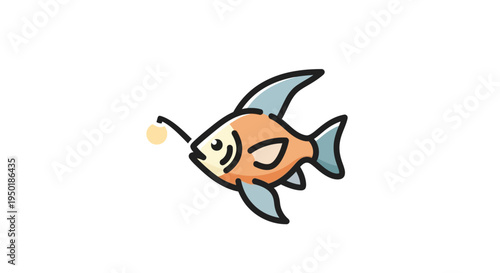 A cartoon orange fish swimming upwards.