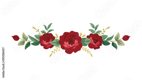 Chinese red roses floral decorative divider