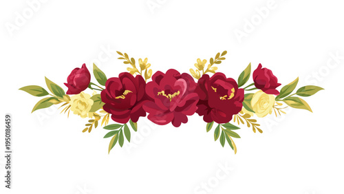 Chinese red peony floral decorative divider