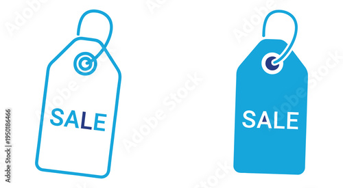 Two sale tags with different colors isolated on transparent background for promotional use