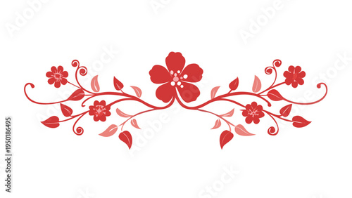 Red cherry blossom style floral divider