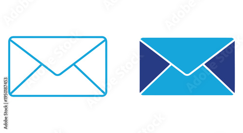 Modern envelope icons with clean design and gradient color variations isolated on transparent background