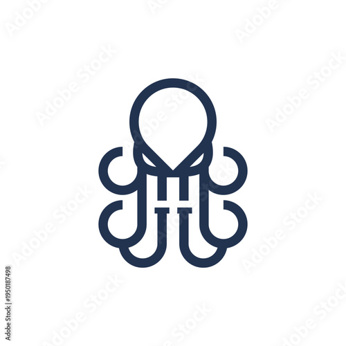 Octopus black silhouette icon template