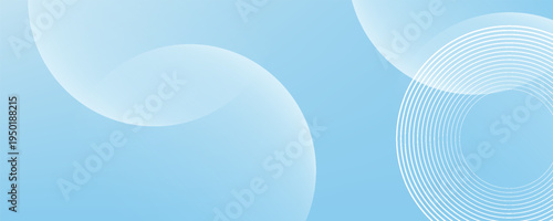 Abstract minimalist banner background, pastel colorful, blue and white gradations. Circle effect style art