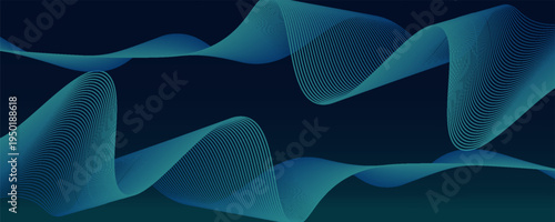 Modern abstract green wave on dark teal background,tech banner, corporate business concept, hi-tech abstract background, vector illustration for business or presentation