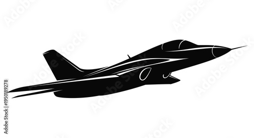 A sleek black fighter jet soars through the air in a dramatic artistic silhouette high quality