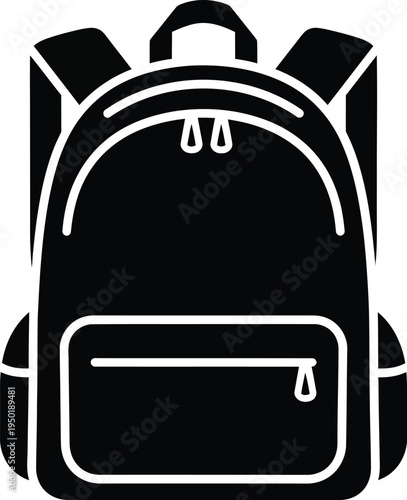 A black school backpack with two main storage compartments and adjustable shoulder straps design