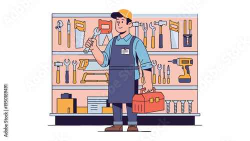 Handyman's Toolbox: A skilled handyman, equipped with a comprehensive toolbox and an array of tools on display, stands ready for any repair or maintenance task.