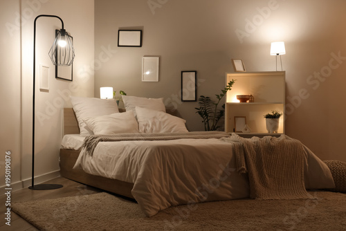 Interior of cozy bedroom wi...