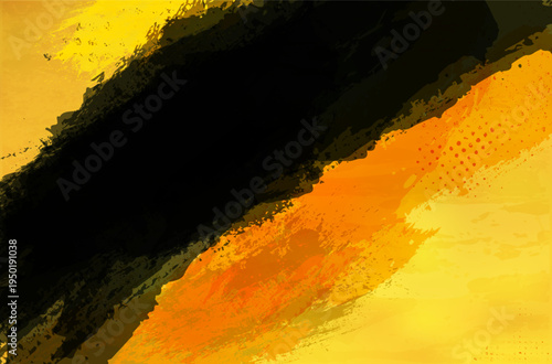 Grungy scratchy halftone yellow, orange and black textured background