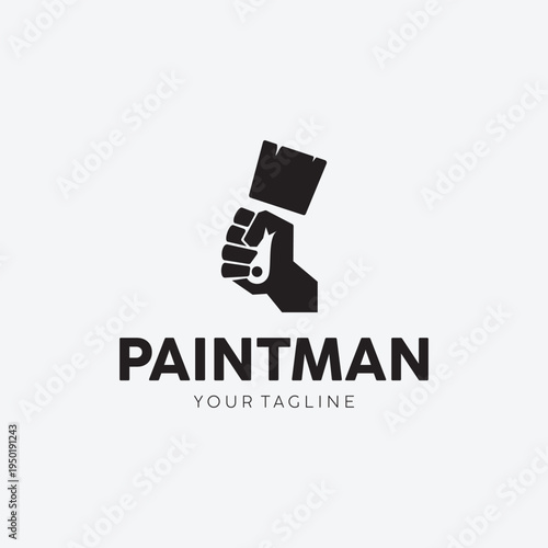 Paintman Brush Worker Logo Vector Illustration