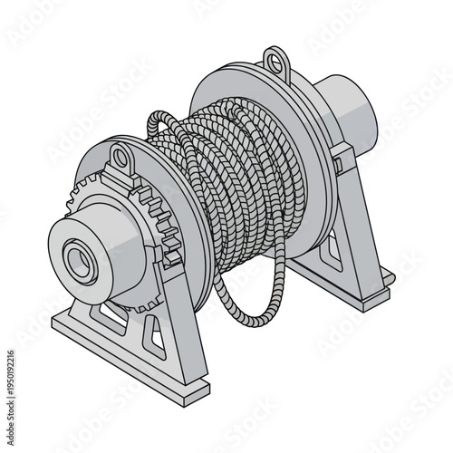 Industrial Winch Machine with Cable Drum.