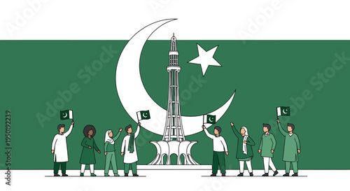 People celebrating Pakistan Independence Day.