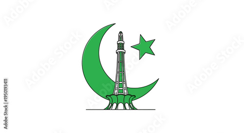 Pakistan National Emblem Crescent Star.
