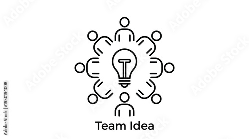 Team brainstorming concept with a lightbulb idea surrounded by people