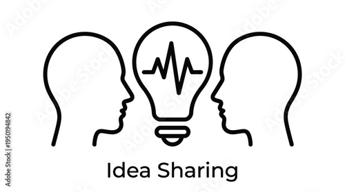 Vector graphic illustration of two people sharing an idea with a lightbulb