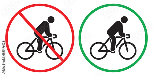No Allowed Cyclist Black Silhouette Icon. Warning Prohibited Rider Drive Bike Victor Illustrations