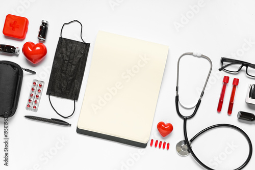 Blank notebook with red hea...