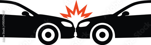 Car crash accident illustration collision vehicles impact warning symbol