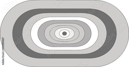 Abstract grayscale concentric oval background, monochrome elliptical tunnel pattern, creative geometric portal design, minimalist gray layered oval texture, hypnotic optical illusion vector.