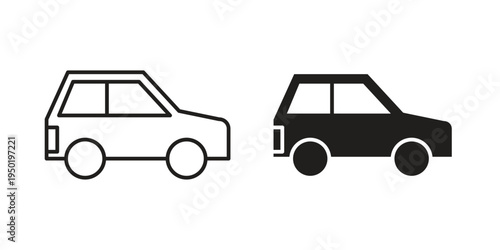 Compact car icon symbol vector elements for infographic web. EPS10