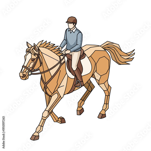 Woman Riding Horse in Trot Position.