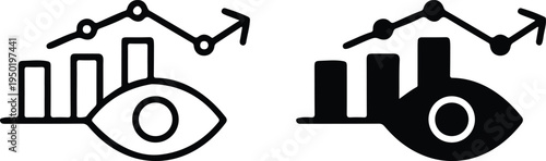 business data analysis eye graph two icon set vector illustration logo design 