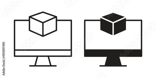 Computer simulation icon symbol vector elements for infographic web. EPS10
