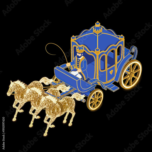Luxury Carriage with Horses and Coachman.