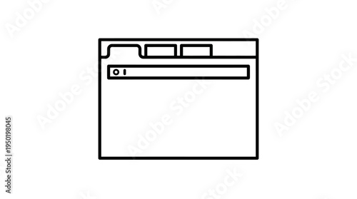 Minimalist browser interface sketch showing tabs, window controls, and blank content area, representing clean design, usability, and conceptual web navigation mockup.