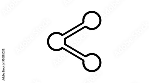 Minimalist black share icon with three connected circles forming a triangular shape, symbolizing digital sharing, connectivity, and communication in modern user interface design.