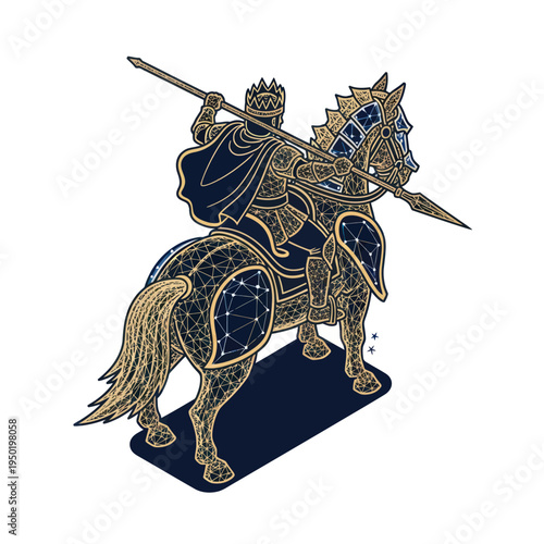 Knight on Horseback with Sword and Shield.