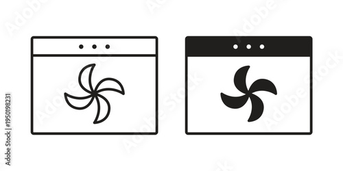 Convection turbofan stove icon symbol vector elements for infographic web. EPS10